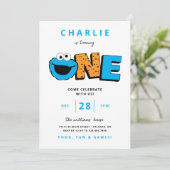 クッキーモンスターファースト誕生日招待状 招待状 (スタンド正面)