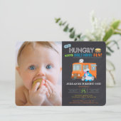 クッキーモンスターフードトラックチョークボード誕生日 招待状 (スタンド正面)