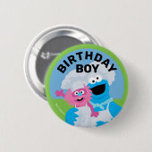 クッキーモンスターフードトラック誕生日ボーイ 缶バッジ (正面&裏面)