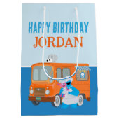 クッキーモンスターフードトラック誕生日 ミディアムペーパーバッグ (裏面)