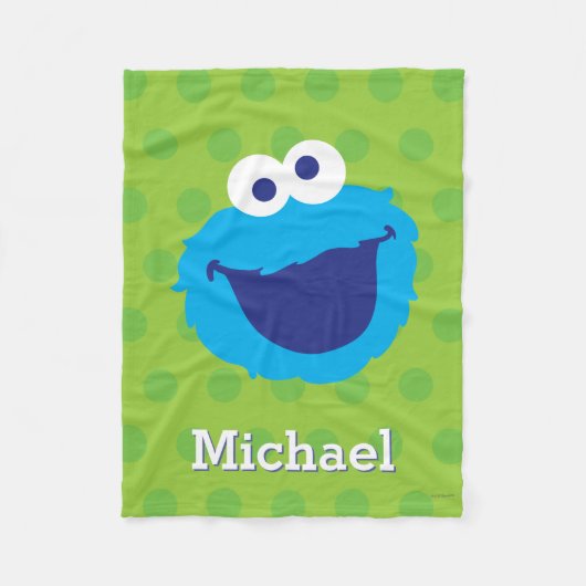 クッキーモンスター顔 |名前の追加 フリースブランケット (正面)