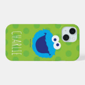 クッキーモンスター顔 |名前の追加 iPhone 15ケース (裏面横)