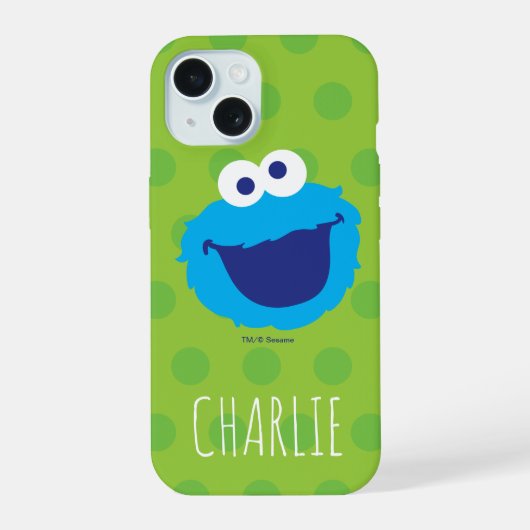 クッキーモンスター顔 |名前の追加 iPhone 15ケース (裏面)