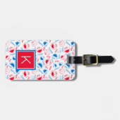 クッキーモンスター&エルモ |赤と青のパターン ラゲッジタグ (正面横)