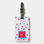 クッキーモンスター&エルモ |赤と青のパターン ラゲッジタグ (正面縦)