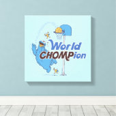 クッキーモンスター |バスケットボール射撃、 発砲バスケ キャンバスプリント (インサイチュ (ウッドフロア))