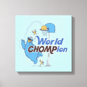 クッキーモンスター  バスケットボール射撃、 発砲バスケ キャンバスプリント