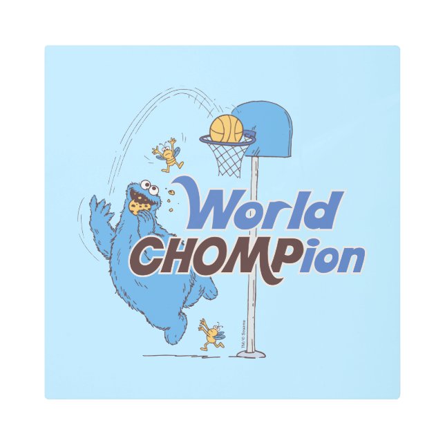 クッキーモンスター |バスケットボール射撃、 発砲バスケ メタルプリント (正面)