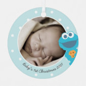 クッキーモンスター |初めてのクリスマス – 名前の追加 メタルオーナメント (正面)