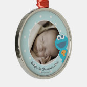 クッキーモンスター |初めてのクリスマス – 名前の追加 メタルオーナメント (右)