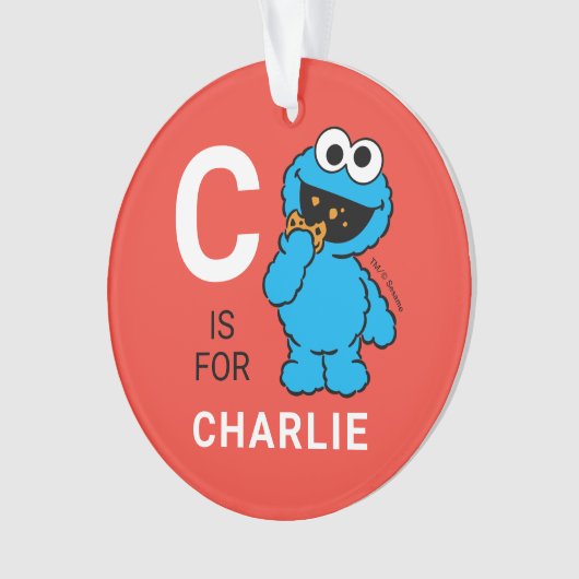 クッキーモンスター |名パーソナライズされた前(写真付き) オーナメント (正面)