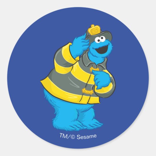 クッキーモンスター |消防士の衣装 ラウンドシール (正面)