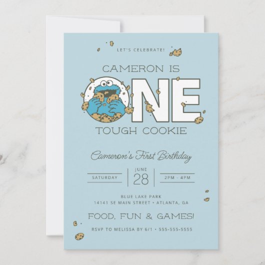 クッキーモンスター | 1つのタフなCookie誕生日 招待状 (正面)
