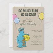 クッキーモンスター | 1歳の誕生日はとっても楽しい! 招待状 (正面)