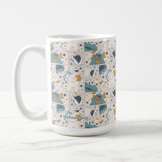 クッキーモンスター | OM NOM漫画パターン コーヒーマグカップ (左)