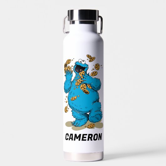 クッキーモンスタ熱狂するーCookie |名前の追加 ウォーターボトル (正面)