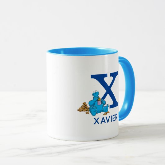 クッキーモンスタ食べ物ーのクッキー名&モノグラムX マグカップ (正面右)