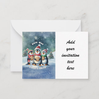 クッキー交換に参加 – ペンギン招待状 ノートカード