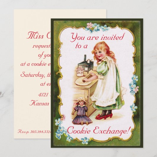 クッキー交換のご招待 招待状 (正面/裏面)