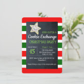 クッキー交換の黒板赤と緑のストライプ 招待状 (スタンド正面)