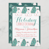 クッキー交換スワップクリスマスツリーの休日 招待状 (正面/裏面)
