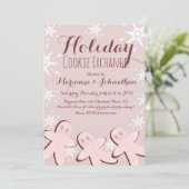 クッキー交換スワップクリスマスツリーホリデーピンク 招待状 (スタンド正面)