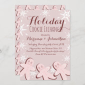 クッキー交換スワップクリスマスツリーホリデーピンク 招待状 (正面/裏面)