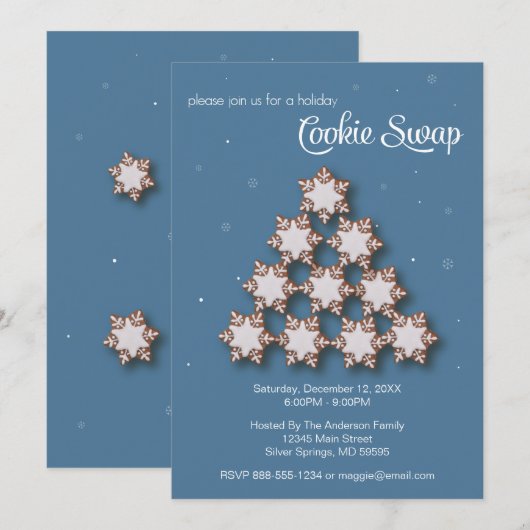 クッキー交換パーティーのお誘い 招待状 (正面/裏面)
