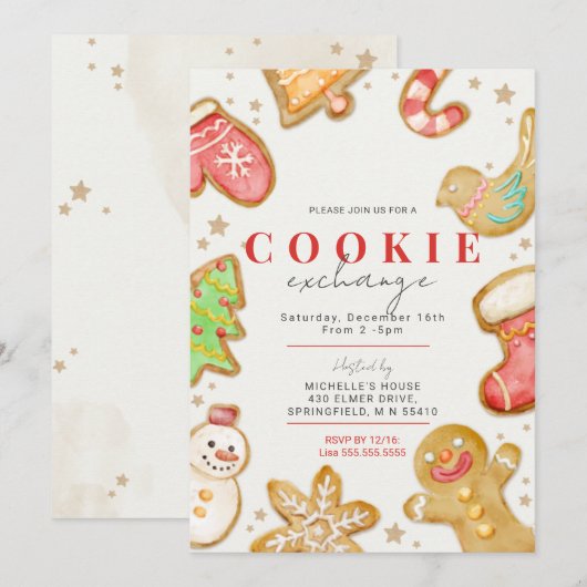 クッキー交換パーティー 招待状 (正面/裏面)