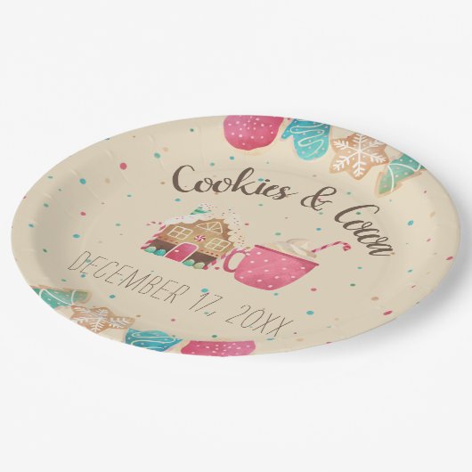 クッキー交換フェスティバルクリスマスウォーター色 ペーパープレート (アングル)