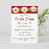 クッキー交換会 赤いチェックのサムプリント招待状 招待状 (スタンド正面)