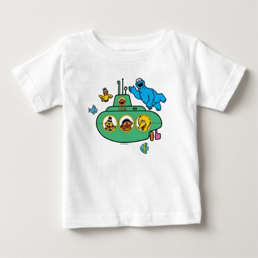 クッキー怪獣とセサミパルズ潜水艦 ベビーTシャツ (正面)
