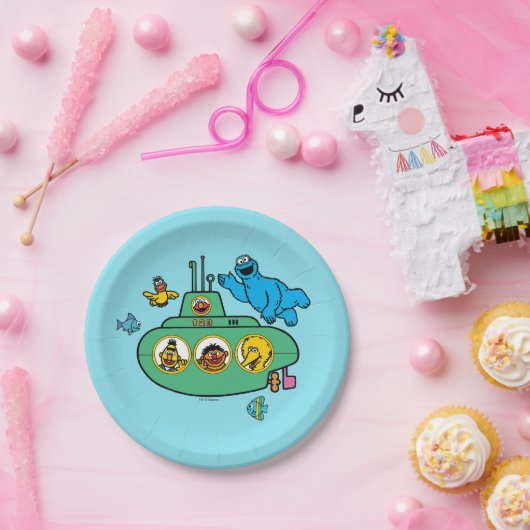 クッキー怪獣とセサミパルズ潜水艦 ペーパープレート (パーティー)