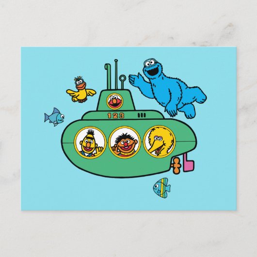 クッキー怪獣とセサミパルズ潜水艦 ポストカード (正面)