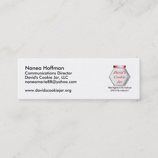 クッキー用の瓶のプロフィールカード スキニー名刺 (正面)
