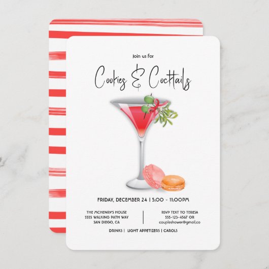 クッキー&カクテルクリスマスカクテルパーティー 招待状 (正面/裏面)