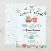 クッキー&カクテルホリデークッキー交換ブルー 招待状 (正面/裏面)