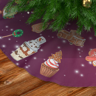 クッキー、カップケーキとココア ブラッシュドポリエステルツリースカート