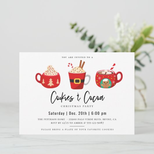 クッキー&ココアクリスマスパーティの招待状 招待状 (スタンド正面)