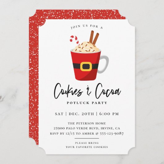 クッキー&ココアクリスマスパーティの招待状 招待状 (正面/裏面)