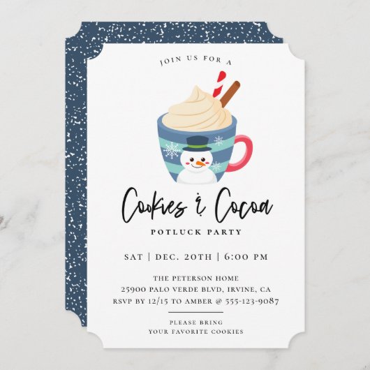 クッキー&ココアクリスマスパーティの招待状 招待状 (正面/裏面)