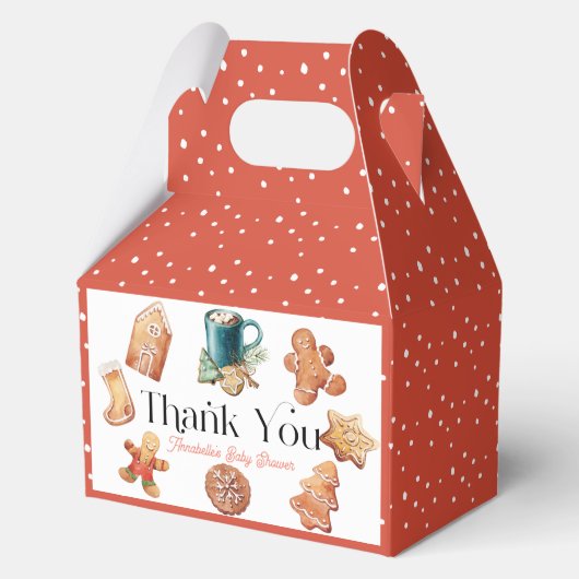 クッキー&ココアクリスマスホリデーベビーシャワー フェイバーボックス (正面)