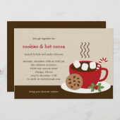 クッキー&ココアホリデー/クリスマスパーティの招待状 招待状 (正面/裏面)