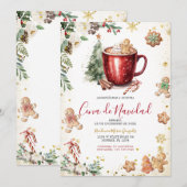 クッキー ココア クリスマス スペイン語 クリスマスイブの食事 招待状 (正面/裏面)