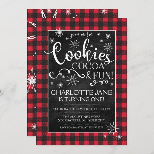 クッキー ココア＆ファン プライド柄 バースデー インビテーション (正面/裏面)