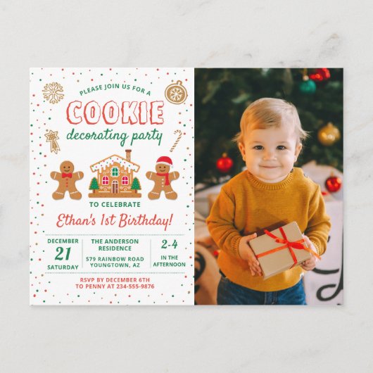 クッキー デコレーション バースデー フォト 招待状 (正面)
