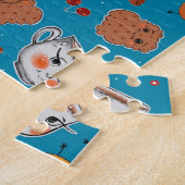 クッキー、パン：青い背景パターン ジグソーパズル (側面)