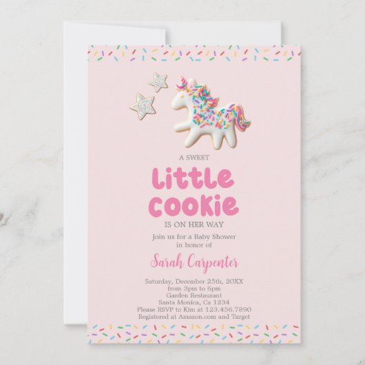 クッキー ベイビー シャワー ガール 招待状 (正面)