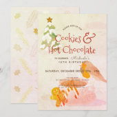 クッキー&ホットチョコレートの冬の誕生日招待状 シーズンカード (正面/裏面)