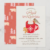 クッキー&ホットチョコレートレッド誕生日招待状 シーズンカード (正面/裏面)
